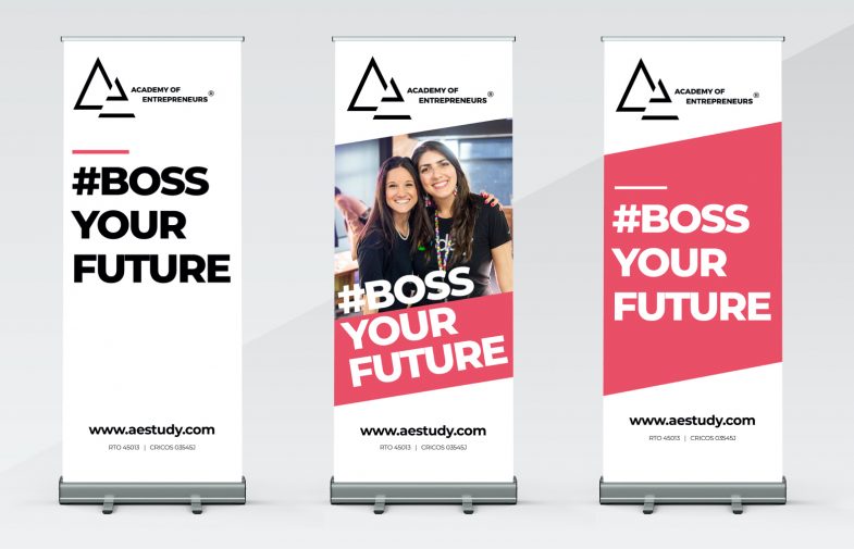 Pull up banners for offline marketing activities.